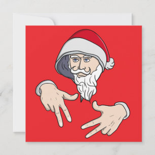 Cool Gangsta Hip Hop Hand Rap Santa Claus Holiday Card
