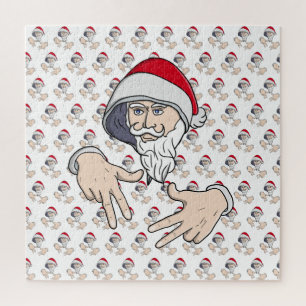 Cool Gangsta Hip Hop Hand Rap Santa Claus Jigsaw Puzzle