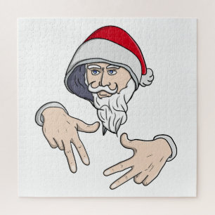 Cool Gangsta Hip Hop Hand Rap Santa Claus Jigsaw Puzzle
