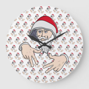 Cool Gangsta Hip Hop Hand Rap Santa Claus Large Clock