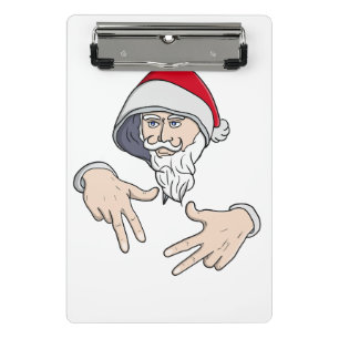 Cool Gangsta Hip Hop Hand Rap Santa Claus Mini Clipboard