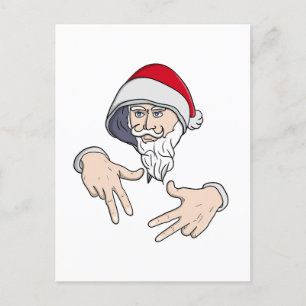 Cool Gangsta Hip Hop Hand Rap Santa Claus Postcard