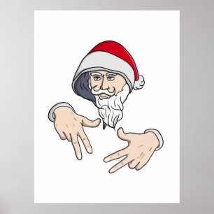 Cool Gangsta Hip Hop Hand Rap Santa Claus Poster