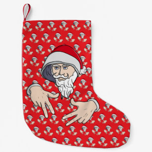 Cool Gangsta Hip Hop Hand Rap Santa Claus Small Christmas Stocking