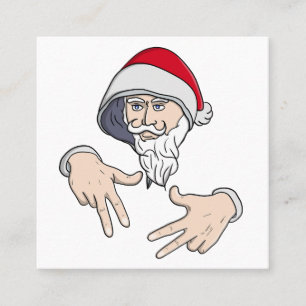 Cool Gangsta Hip Hop Hand Rap Santa Claus Square Business Card