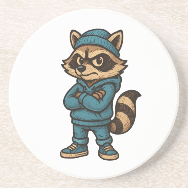 Cool Gangster Racoon - Urban Streetwear Animal Ho Coaster (Front)