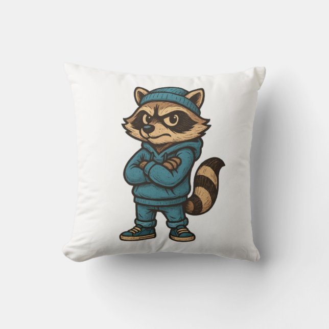Cool Gangster Racoon - Urban Streetwear Animal Ho Cushion (Front)