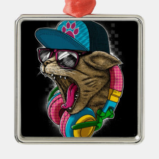 cool gangster rapping cat. metal tree decoration