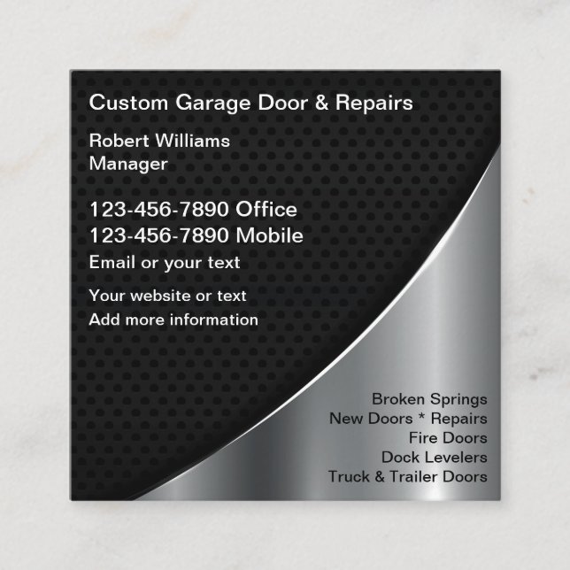 Cool Garage Doors Square Business Card (Front)