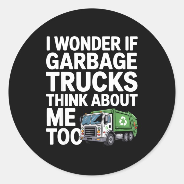 Cool Garbage Truck Design For Men Women Trash Garb Classic Round Sticker (Front)
