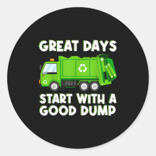 Cool Garbage Truck Good Dump Truck Men Kids Boys T Classic Round Sticker