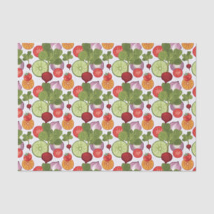 cool garden fruit vegetable tiled party  tissue paper