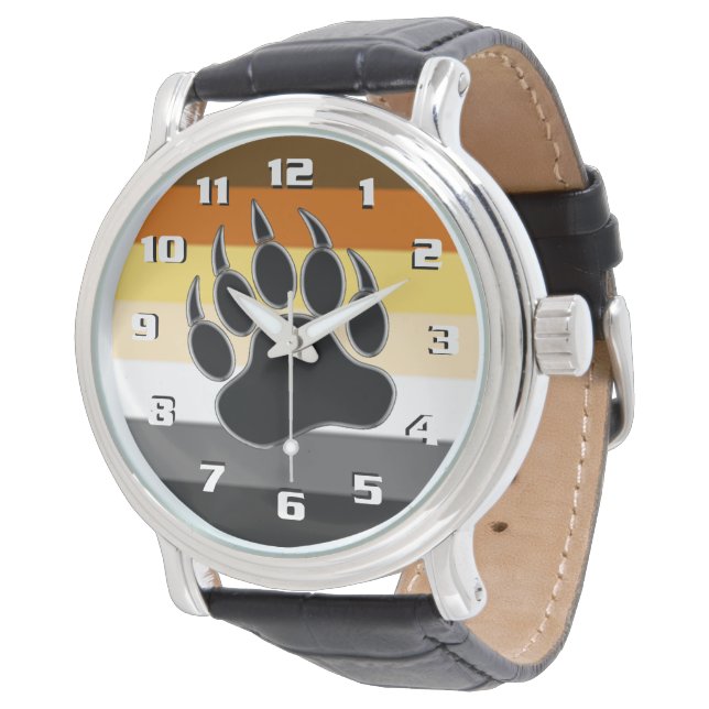 Cool Gay Bear Pride Flag Bear Paw Watch (Angled)