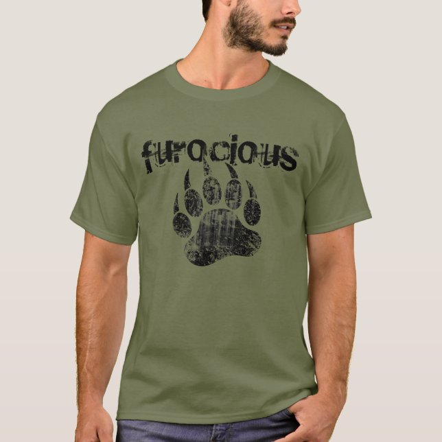 Cool Gay Bear Pride Grunge Furocious Bear Paw T-Shirt (Front)