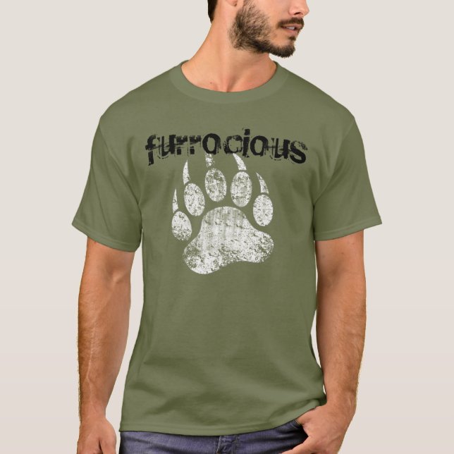 Cool Gay Bear Pride Grunge Furrocious Bear Paw T-Shirt (Front)