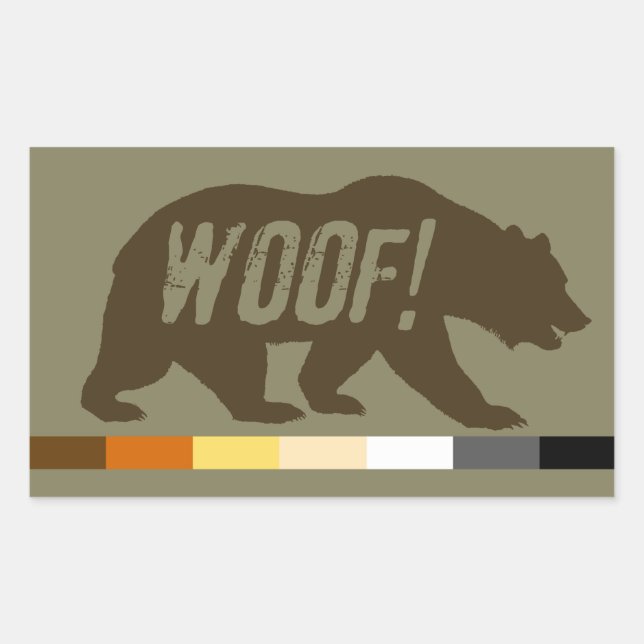 Cool Gay Bears Pride Bear Pride Flag WOOF Rectangular Sticker (Front)