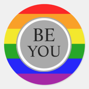 Cool Gay Pride Flag Be You Classic Round Sticker