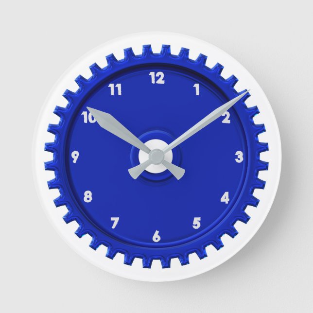 Cool Gear-Shaped Blue Garage Shop Clock (Front)