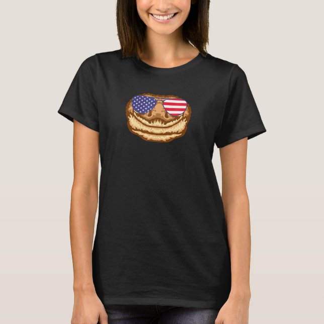 Cool Gecko Wearing Usa Flag Sunglasses Us America T-Shirt (Front)