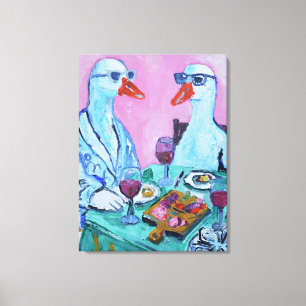 Cool Geese Wine & Charcuterie Date Canvas Print