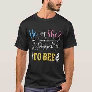 Cool gender reveal poppa bee word art  T-Shirt