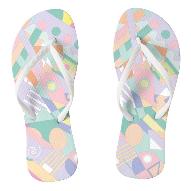 Cool Geometric Abstract Fun Graphic Flip Flops (Footbed)