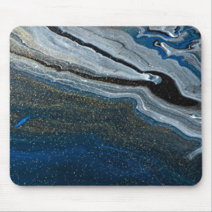 Cool Geometric Blue Stone Marble Mouse Mat