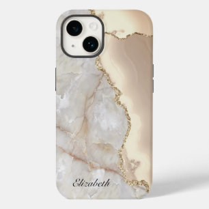 Cool Geometric Gold Cream Marble   Case-Mate iPhone 14 Case