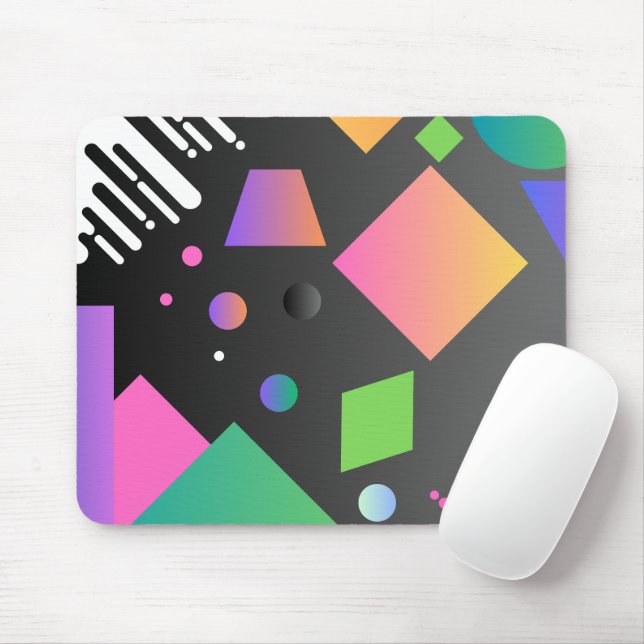 Cool geometric gradient background Black green Mouse Mat (With Mouse)
