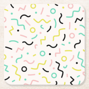 Cool Geometric Lines and Shapes Square Paper Coaster