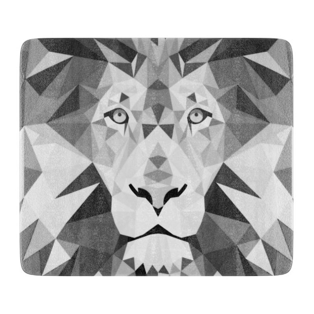 Cool Geometric Lion Head Cutting Board (Front)