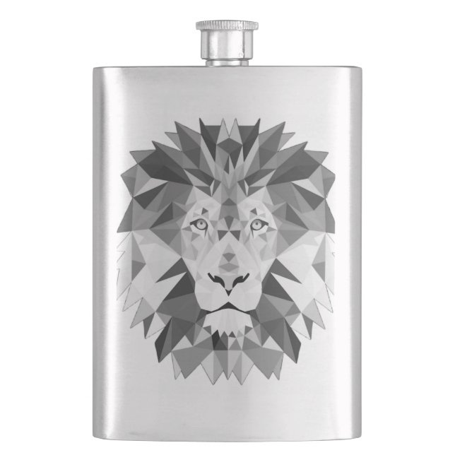 Cool Geometric Lion Head Hip Flask (Front)
