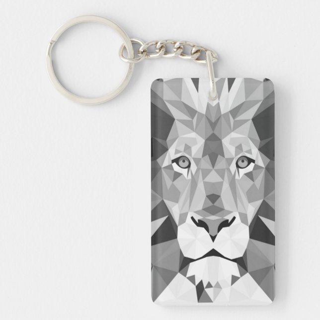 Cool Geometric Lion Head Key Ring (Front)