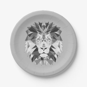 Cool Geometric Lion Head Paper Plate