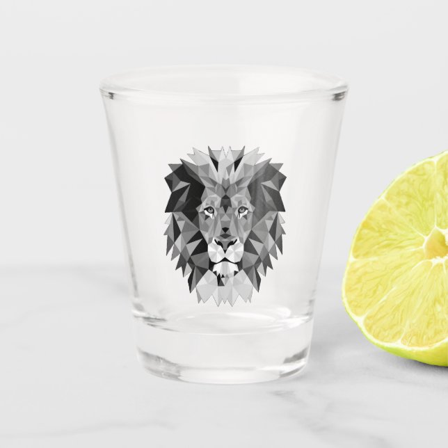 Cool Geometric Lion Head Shot Glass (Front)