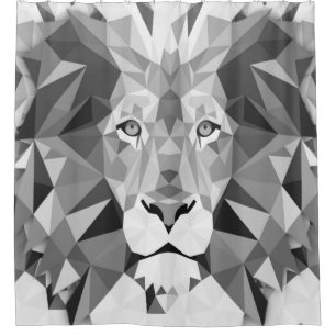 Cool Geometric Lion Head Shower Curtain