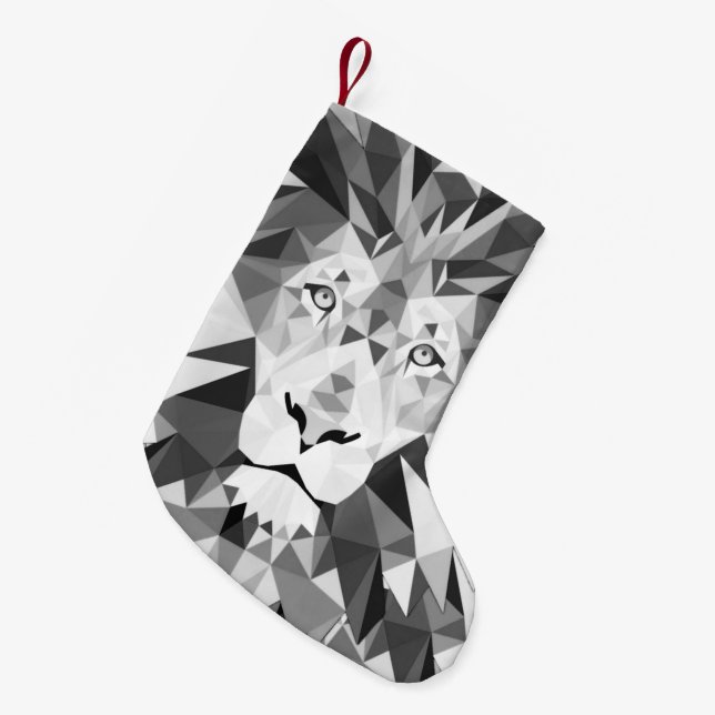 Cool Geometric Lion Head Small Christmas Stocking (Front (Hanging))