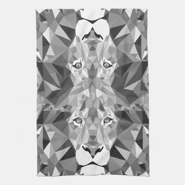 Cool Geometric Lion Head Tea Towel (Vertical)