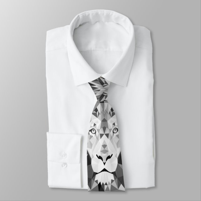 Cool Geometric Lion Head Tie (Tied)
