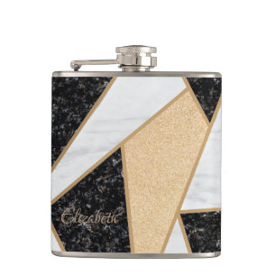 Cool Geometric Marble Texture Hip Flask