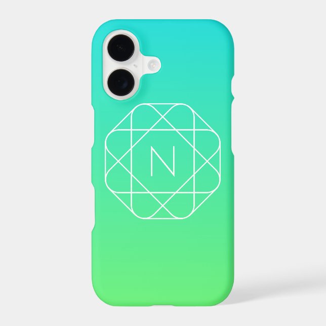 Cool Geometric Monogram | Blue & Lime Green Ombre (Back)