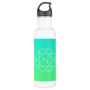 Cool Geometric Monogram   Blue & Lime Green Ombre 710 Ml Water Bottle