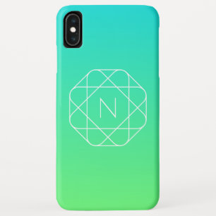 Cool Geometric Monogram Blue & Lime Green Ombre iPhone XS Max Case