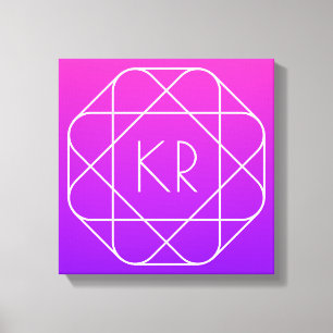 Cool Geometric Monogram   Magenta Purple Violet Canvas Print