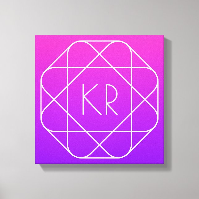 Cool Geometric Monogram | Magenta Purple Violet Canvas Print (Front)