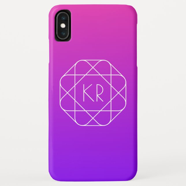 Cool Geometric Monogram | Magenta Purple Violet Case-Mate iPhone Case (Back)
