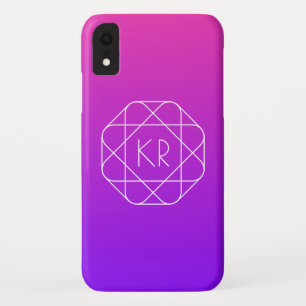 Cool Geometric Monogram   Magenta Purple Violet iPhone XR Case