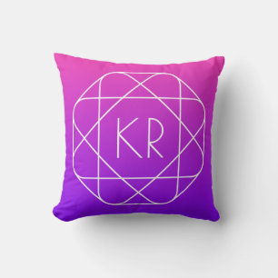 Cool Geometric Monogram Magenta Purple Violet Cushion