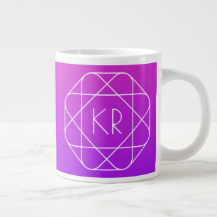 Cool Geometric Monogram Magenta Purple Violet Large Coffee Mug