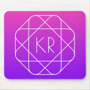 Cool Geometric Monogram Magenta Purple Violet Mouse Mat